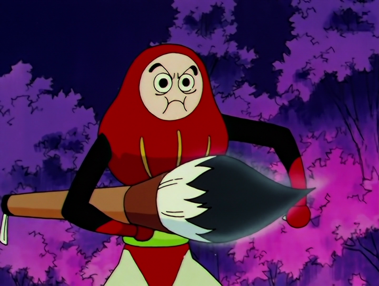 It’s Daruma again, but now her head and upper body have been inflated so that they closely resemble an annoyed-looking daruma. She’s now wielding the ink brush, which is glowing slightly.